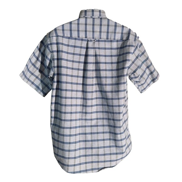JOHN ASHFORD Men's,Short Sleeve Button Down Plaid Shirt Blue White Medium - Picture 3 of 5
